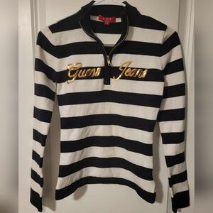 Guess Black and White Striped Sweater